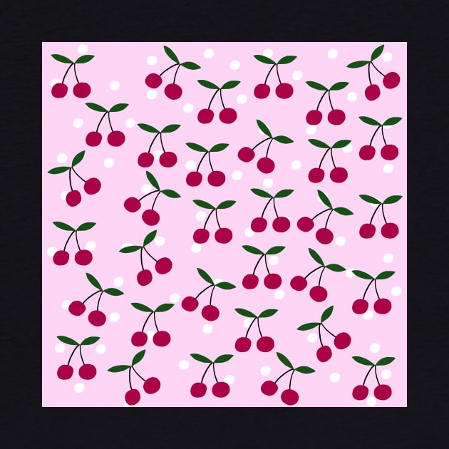 Cute Cherry Pattern on Pink Background by kapotka